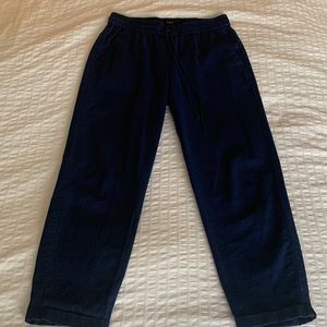 J.Crew Seaside Straight Leg Pants in Linen-Blend Navy Sz 2